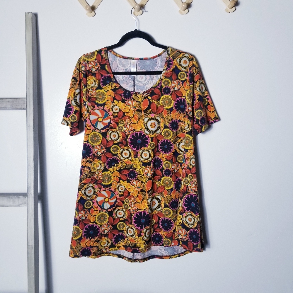 LULAROE WOMEN'S MULTI COLORED TUNIC FLOWY BLOUSE SIZE MEDIUM